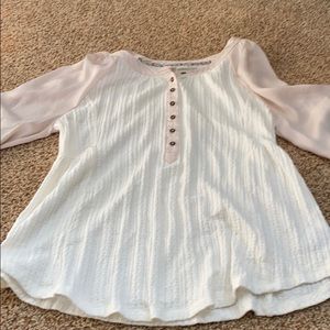 Anthropologie top size medium puff sleeve pink